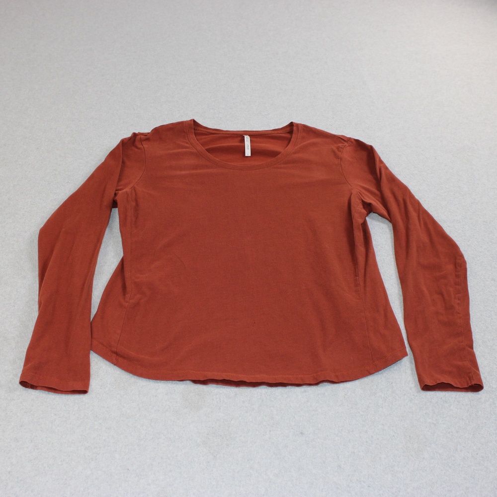 Kuhl Shirt Women Large Orange Organic Cotton Long Sleeve Crew Neck Basic READ